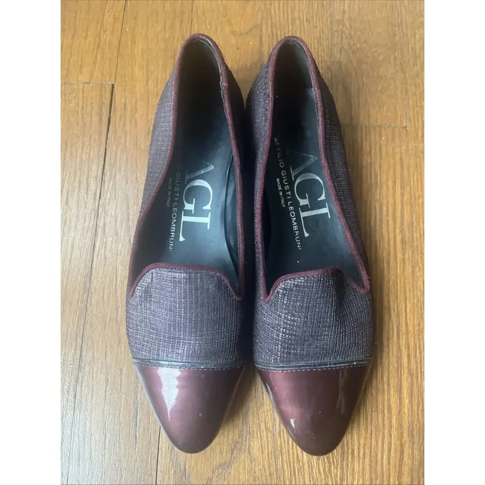 AGL‎ Loafer Flats 36 6 Burgundy Cap Toe